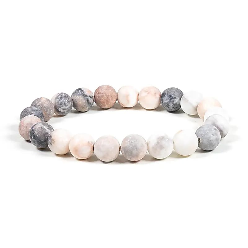 Mala/Armband Zebrajaspis rosa elastisch - Yvoshandcraftworld