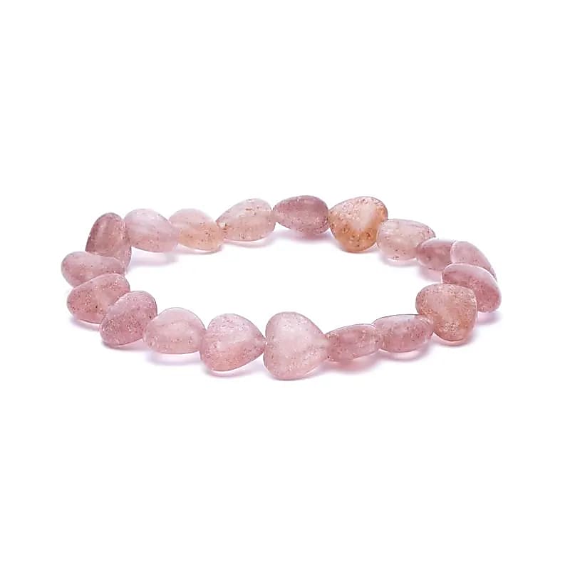 Armband Erdbeerquarz elastisch Herzen - Yvoshandcraftworld