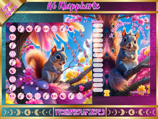Hochwertige Klappkarte Sir Fluffington von Blütenhain mit Blumenmuster, handgefertigt, für besondere Anlässe, auf weißem Hintergrund