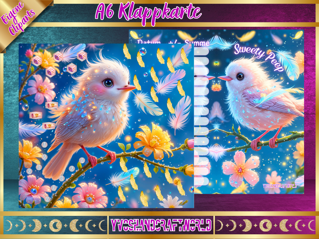 Bunte Klappkarte Sweety Peep von Mein Shop mit verspieltem Design und süßem Motiv, ideal zum Verschenken oder Grüßen.