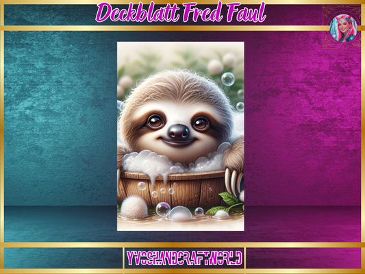 Deckblatt "Fred Faul" von Mein Shop, farbiges Cover mit humorvollem Design, geeignet für Notizbücher oder Heftumschläge