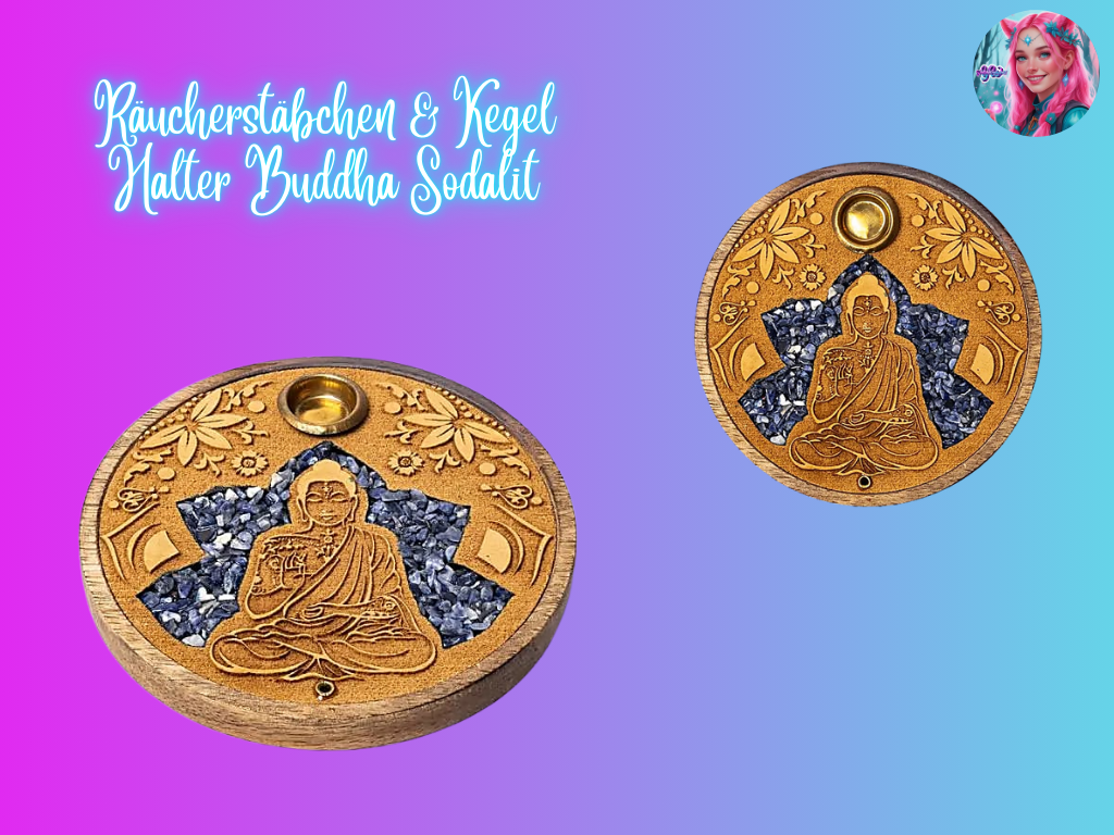 Räucherstäbchen & Kegel Halter Buddha Sodalit