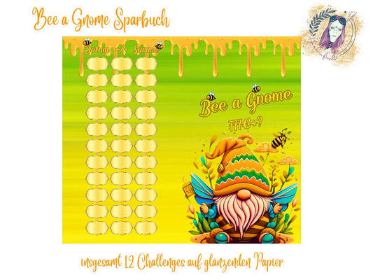 Bee a Gnome Sparbuch / Jahreschallenge/Sparchallenge/A6/Umschlagmethode