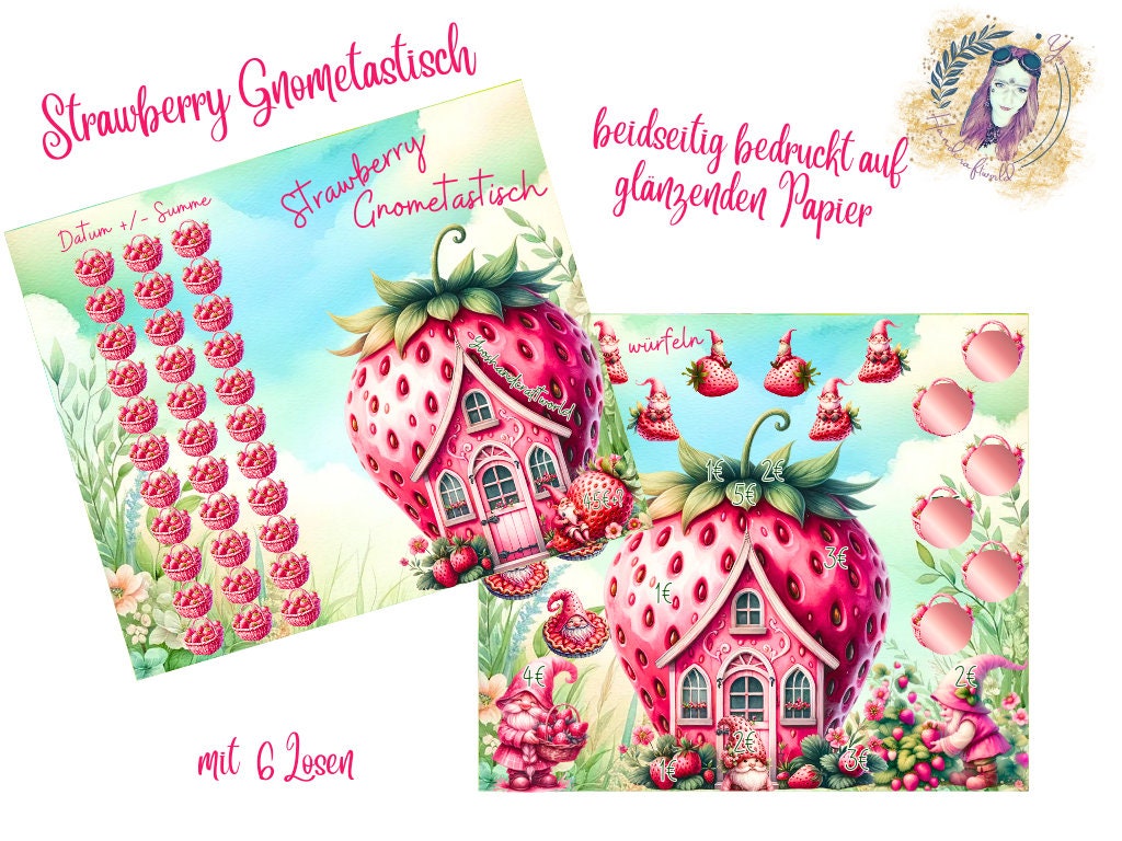 Strawberry Gnometastisch Klappkarte / Umschlagmethode / A6