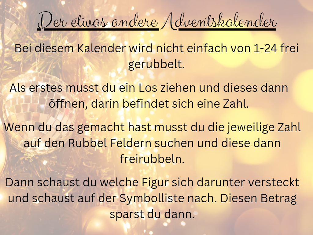 Adventskalender Rubbeln und Lose / Umschlagmethode