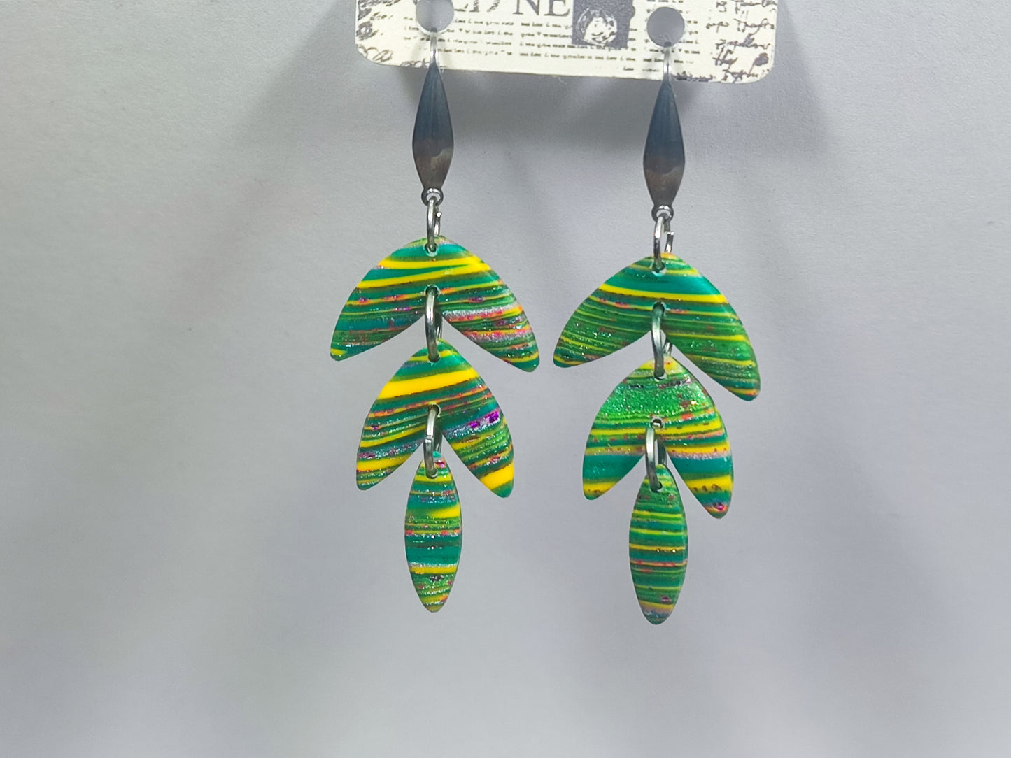 Green and Yellow Glitter Ohrring