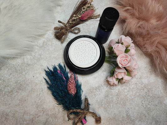 Aroma Stein Diffusor Blume des Lebens schwarz