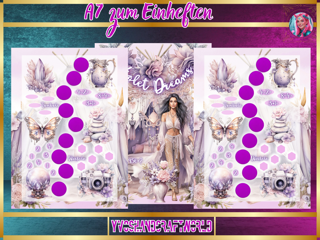 Violet Dreams Challenge A7 Heft, liniert, mit buntem Cover, für Notizen und kreative Gestaltung, von Mein Shop