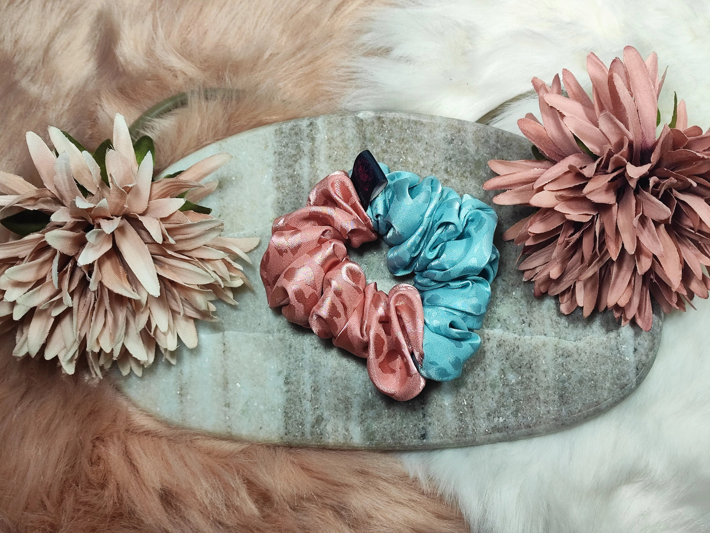 Aqua and Rose Glow - Scrunchie Medium