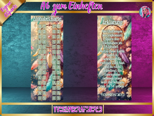 Traumfänger Alphabet Karte matt foliert