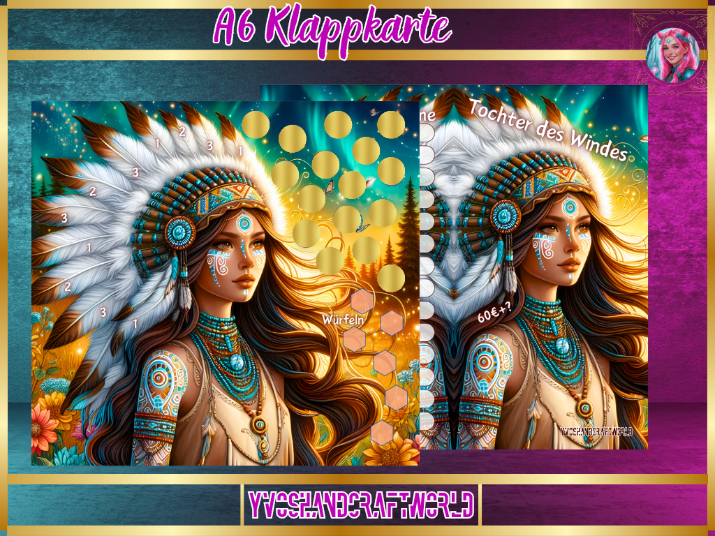 Tochter des Windes Klappkarte - Yvoshandcraftworld