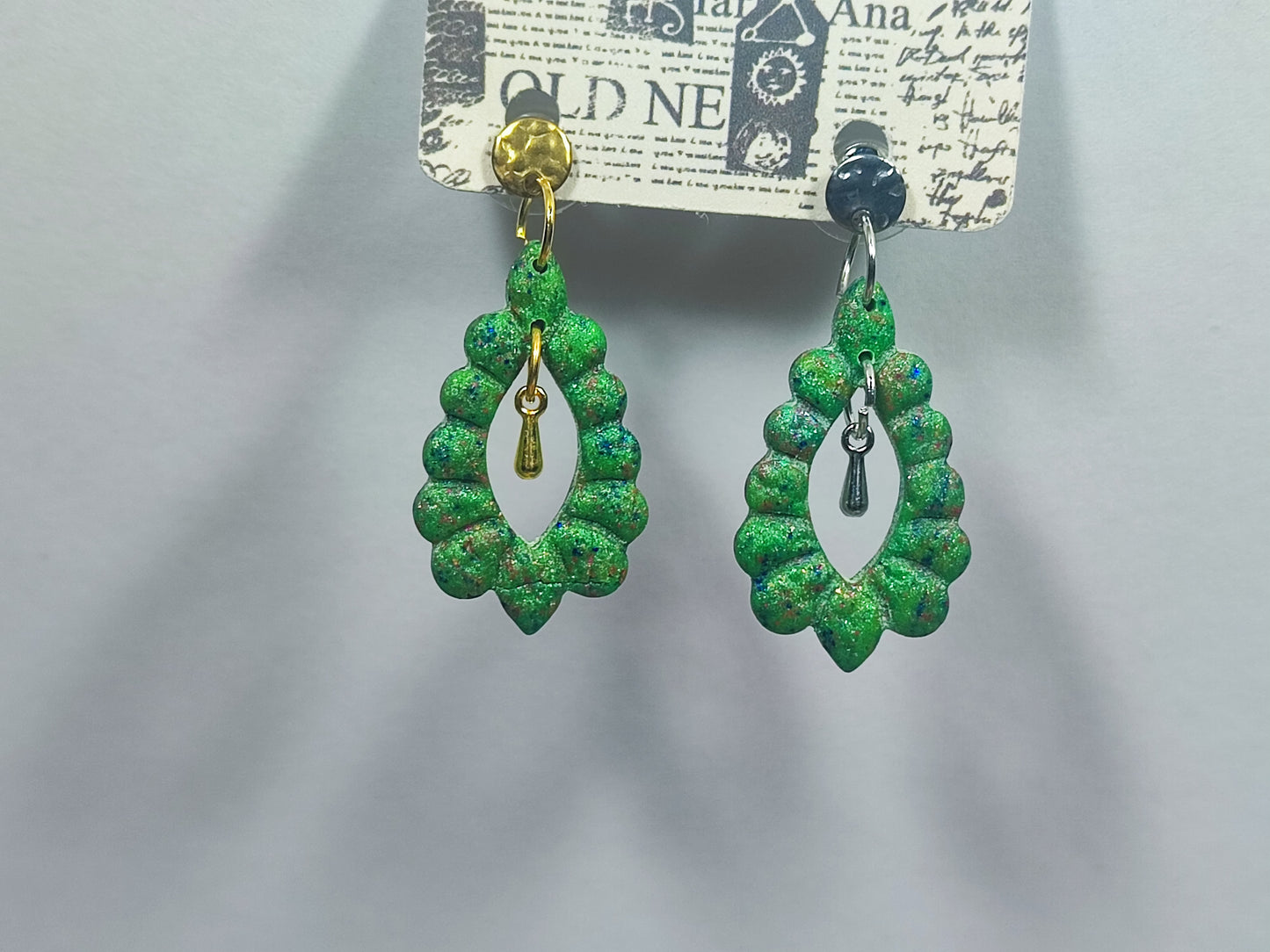 Green Glitter Ohrring