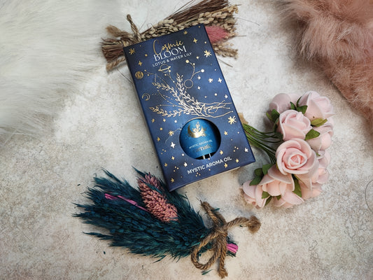 Düftöl Cosmic Bloom von Mein Shop in einer eleganten Flasche mit blumigem Design, ideal für aromatische Raumdüfte