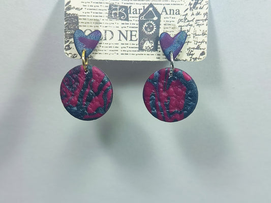 Round Black and DARK Pink Ohrstecker