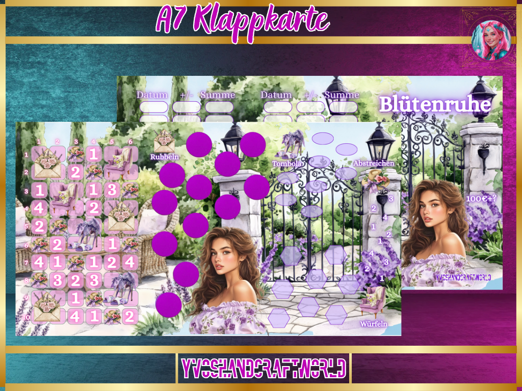 Blütenruhe Klappkarte im A7-Format mit floralem Design, ideal für persönliche Grußkarten, von Mein Shop gefertigt
