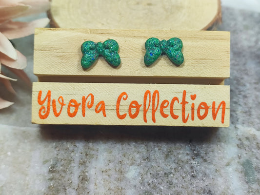 Bow Green Glitter  Ohrstecker