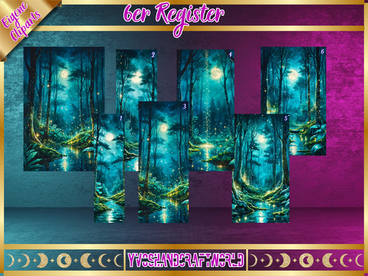 Registierungsformular für Magic Forest von Mein Shop mit grünen und magischen Design-Elementen