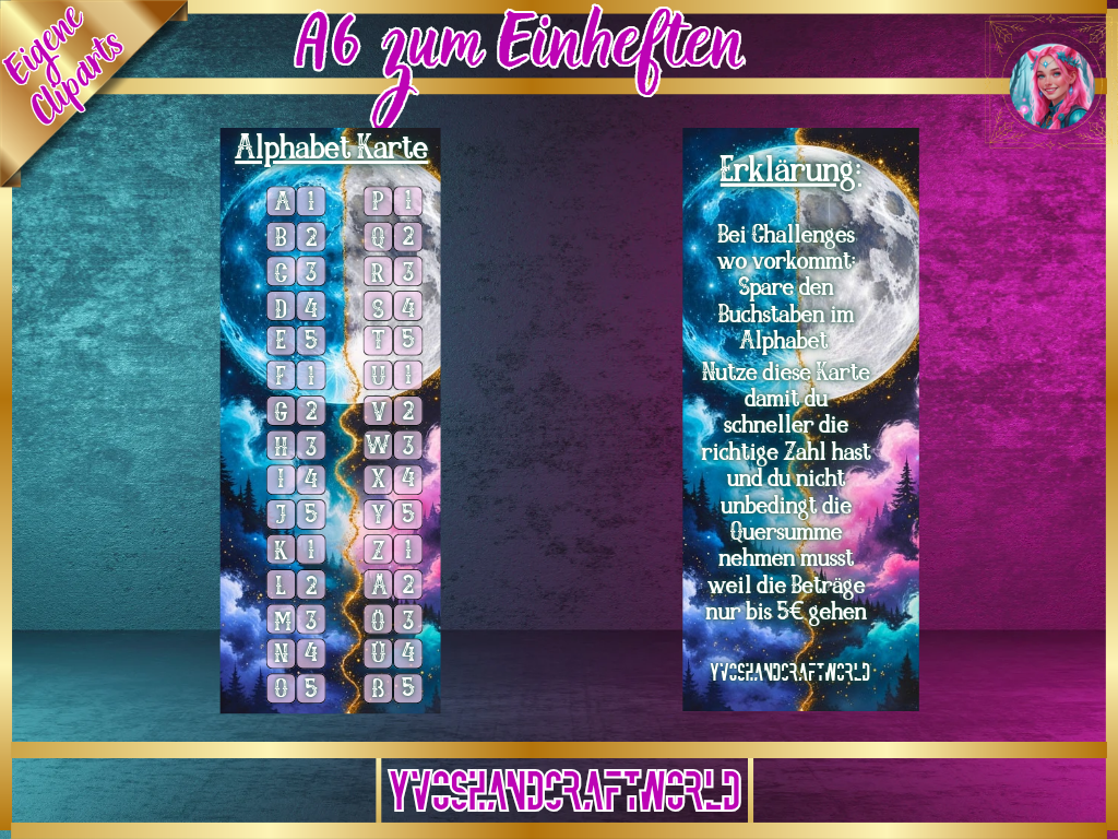 Mond Alphabet Karte matt foliert
