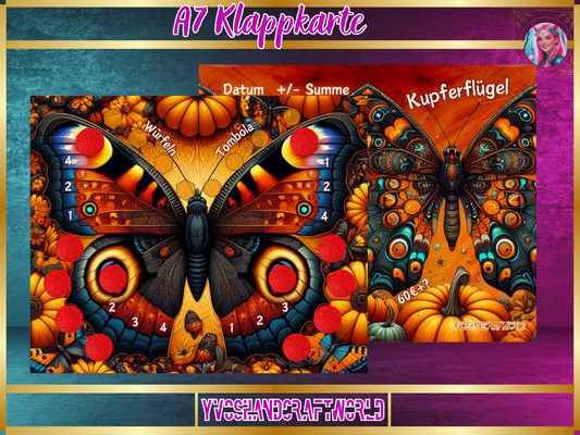 Kupferflügel Klappkarte A7 mit eleganten Flügel-Designs, hochwertige Briefkarte für besondere Anlässe