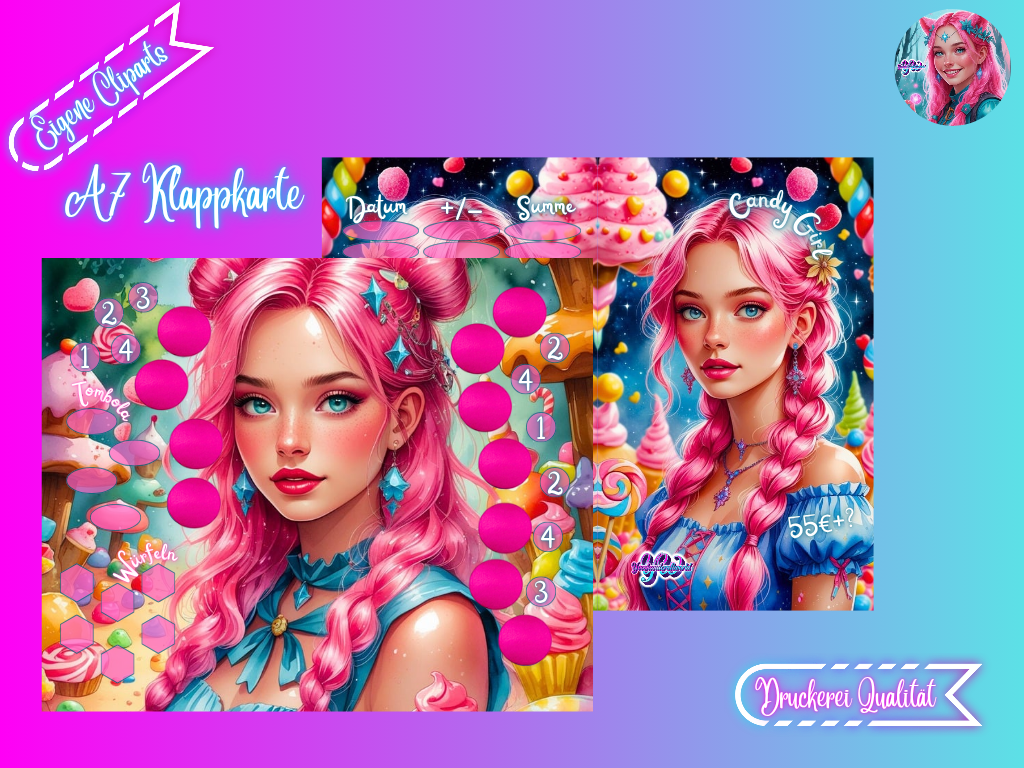 Candy Girl Klappkarte A7