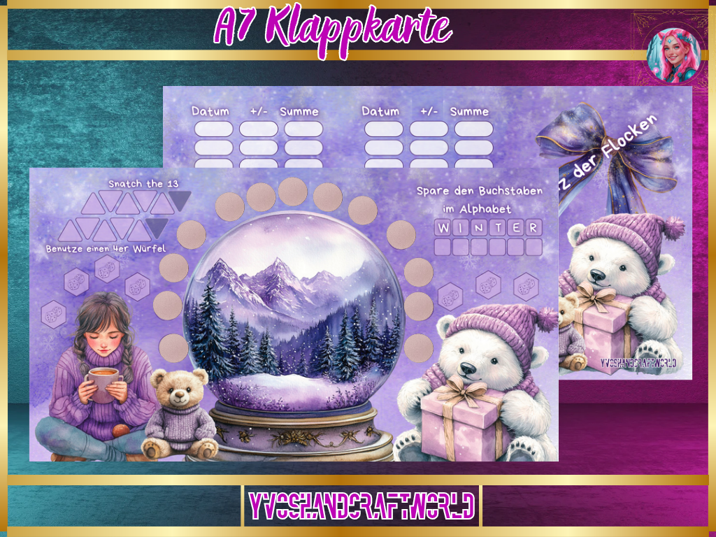 Klappkarte A7 "Tanz der Flocken" mit winterlichem Schneeflocken-Design, ideal für festliche Grüße, von Mein Shop