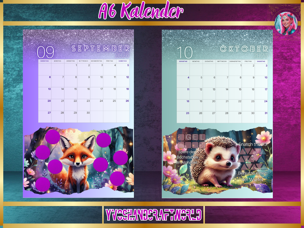 Kalender 2026 Forest Animals - Yvoshandcraftworld