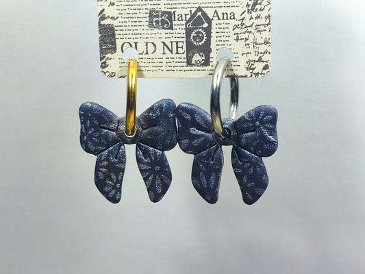 Bow Black Flowers Creolen