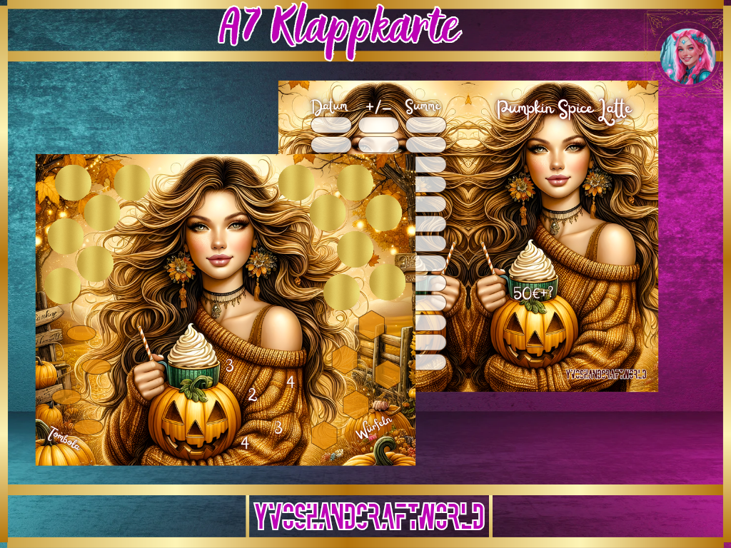 Pumpkin Spice Latte Klappkarte A7