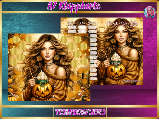 Pumpkin Spice Latte Klappkarte A7