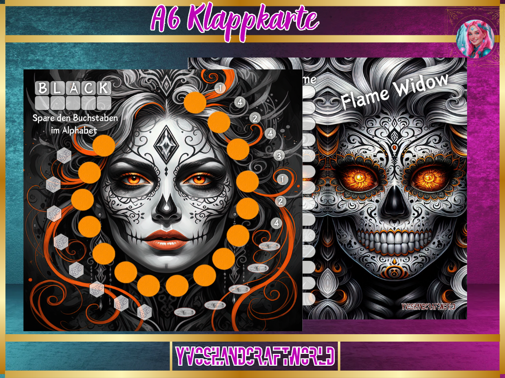 Flame Widow Klappkarte - Yvoshandcraftworld