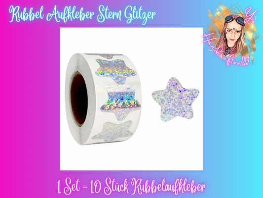 Rubbelaufkleber Stern Glitzer