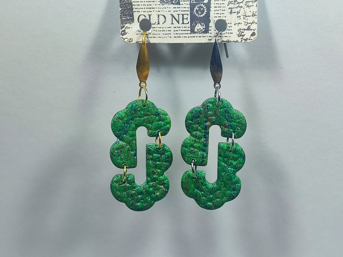 Green Glitter Ohrring