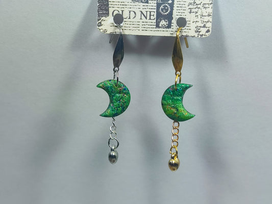 Moon Green Glitter Ohrring